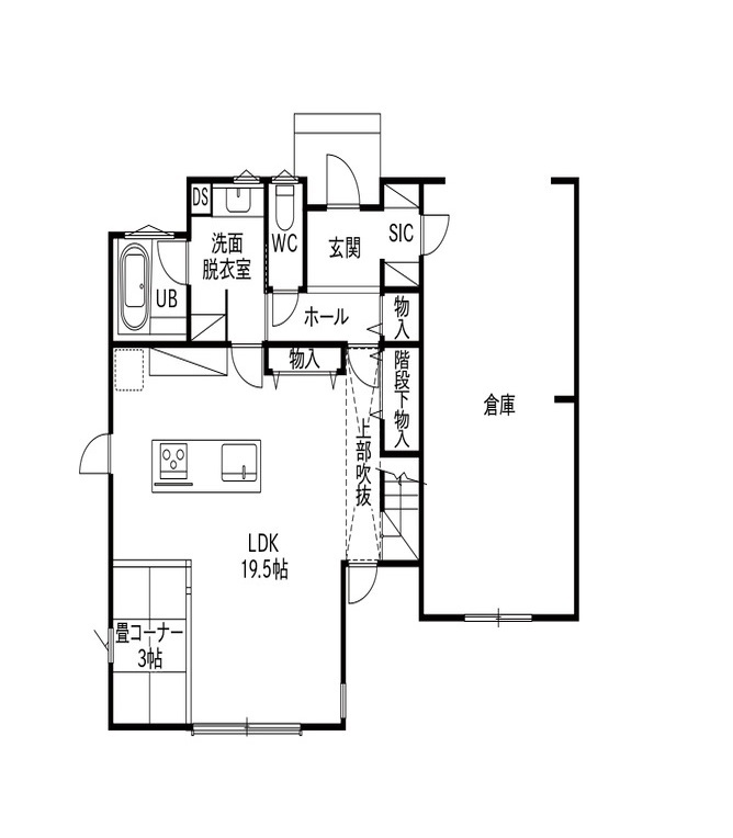 HOLIDAYS（ホリデイズ） 【豊田市×全館空調×吹き抜け】ガレージ倉庫、ルーフバルコニーで趣味を愉しむ家 の間取り図（3LDK）1階