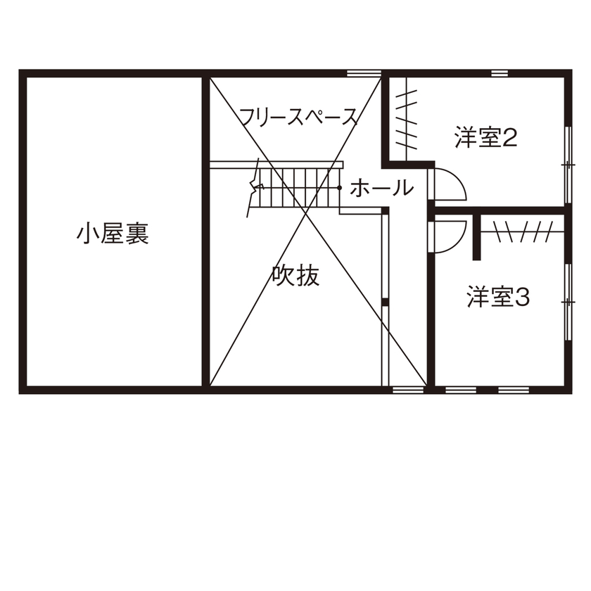 HOLIDAYS（ホリデイズ） 【多治見市/土地＋建物/自然素材/吹き抜け/間取り図】先進なのにどこか懐かしく感じる平屋感覚の家の間取り図（3LDK）2階