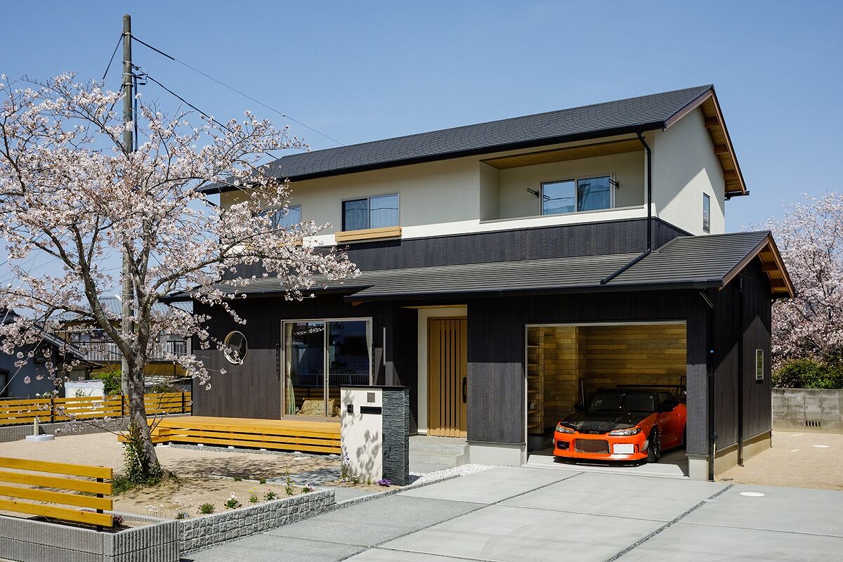 イチマルホーム 【2400万円台／41坪／間取り図有】インナーガレージのある和モダンのお家の建築実例画像