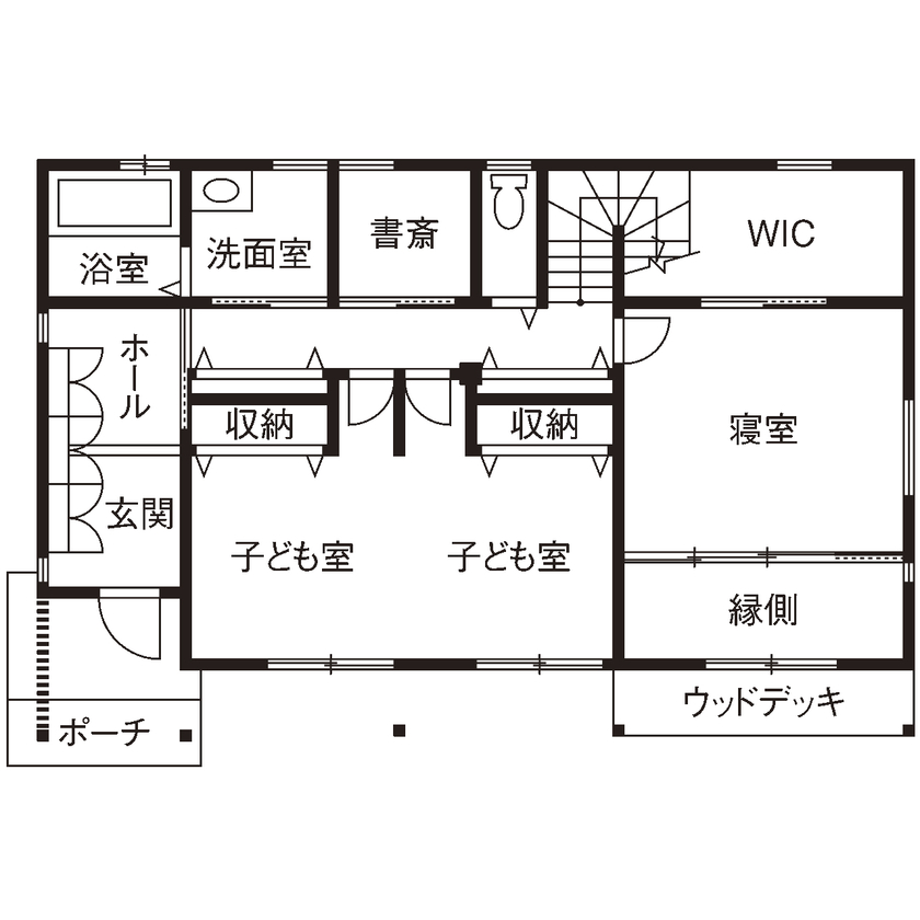 大喜工務店 【2000万円台/耐震/自然素材/間取り】建築のプロ夫婦が選んだのは長期自然乾燥した無垢材で建てる家の間取り図（3LDK＋書斎）1階