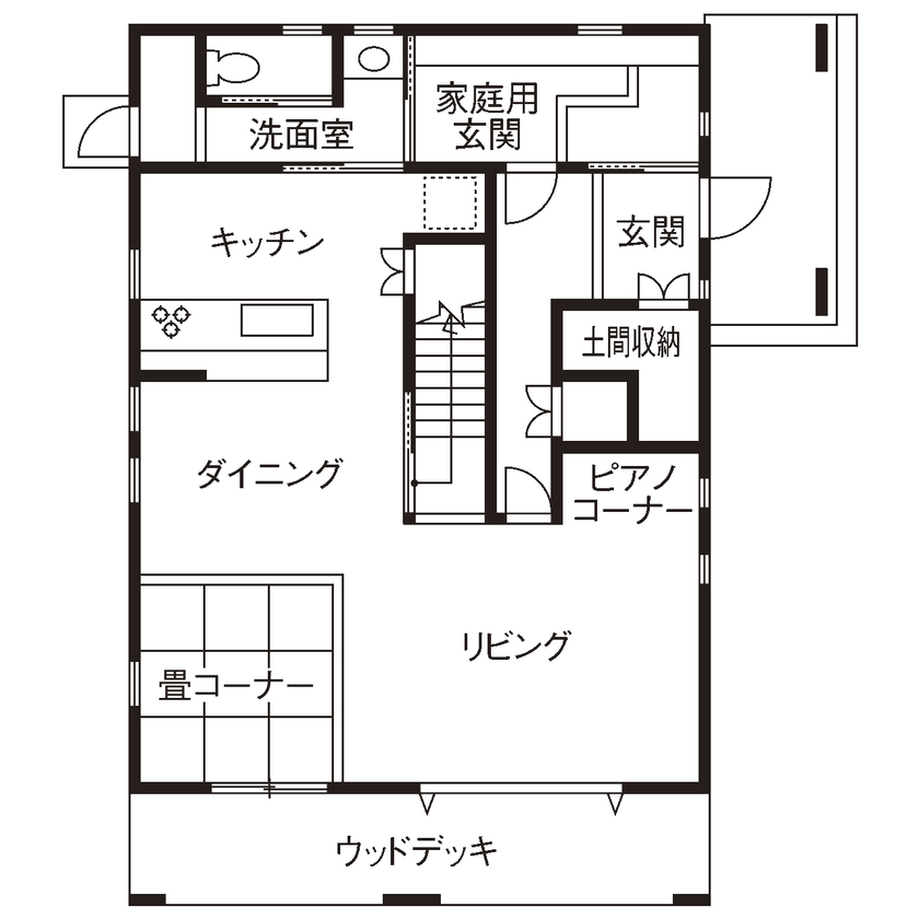 大喜工務店 【滋賀県/2000万円台/間取り】沢山の実例を見て決意！樹齢100年を超える無垢材の木の香りに癒される家の間取り図（3LDK）1階