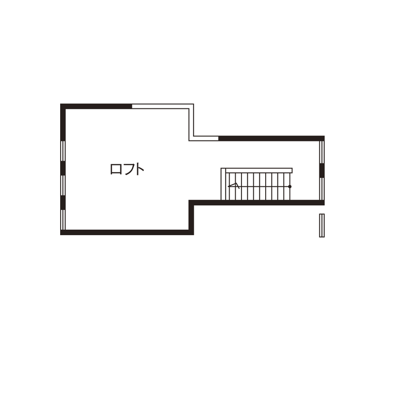 大喜工務店 【滋賀県／自然乾燥無垢材／造作書斎／間取り図あり】30畳超大空間をがっしり支える9寸角＋8寸角の大黒柱の間取り図（４LDK＋ロフト）ロフト