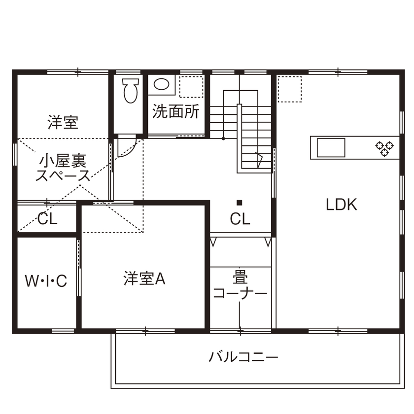 大喜工務店 【甲賀市／自然乾燥無垢材／２世帯住宅】2世帯が気兼ねなく暮らせる工夫が詰まった、住み継げる強い木の家の間取り図（5LDK＋LDK）2階