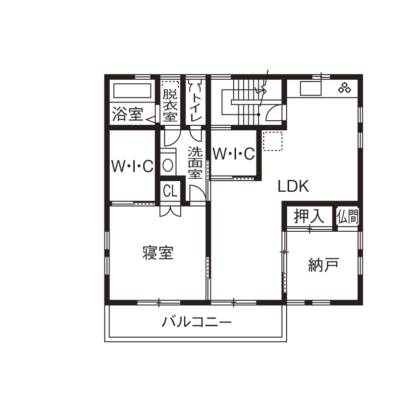 大喜工務店 【滋賀県／2世帯住宅／間取り図有】玄関や水回りなどすべて2つある完全分離型だけど家族がつながる木の家の間取り図（５LDK＋LDK＋納戸）2階