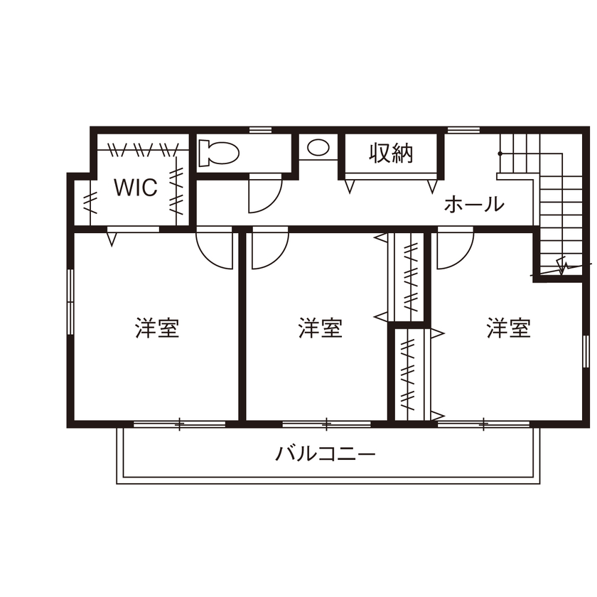ハウス オブ デコ 【1000万円台/輸入住宅/長期優良住宅】シンメトリーが美しい、エレガントなフレンチスタイルの住まいの間取り図（3LDK）2階
