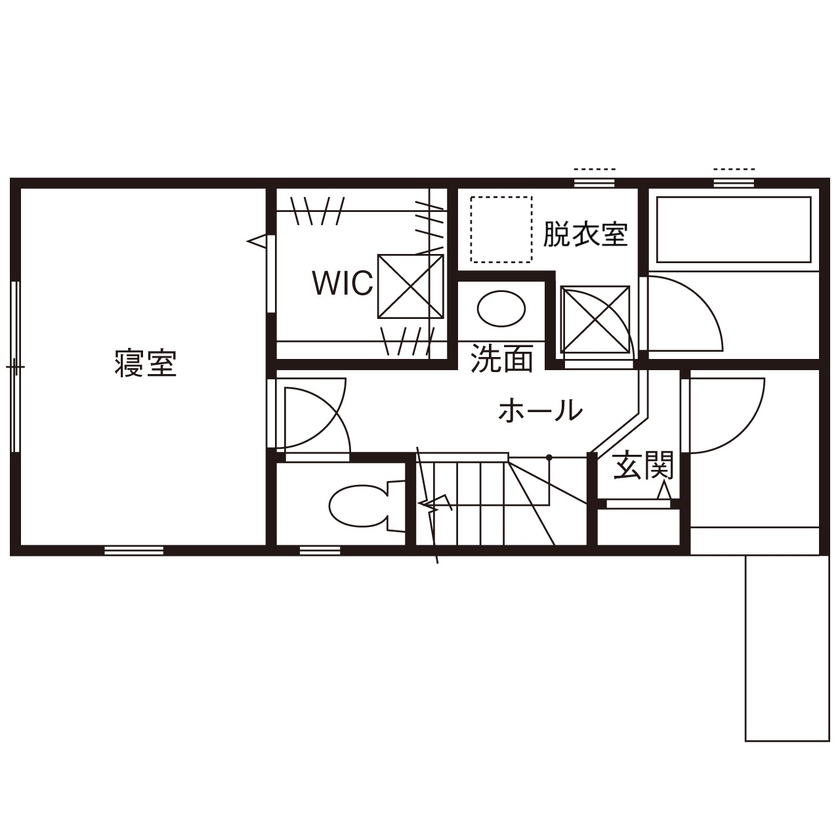 ハウス オブ デコ 【1000万円台/輸入住宅/3階建て】14.7坪の狭小地を有効活用したヨーロピアンスタイルの家の間取り図（1LDK）1階