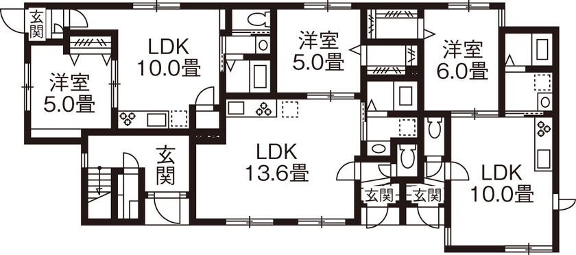 旭化成ホームズ（ヘーベルハウス） モノトーンで空間を美しくアレンジ　上質なくつろぎの時間を大切にの間取り図null1階