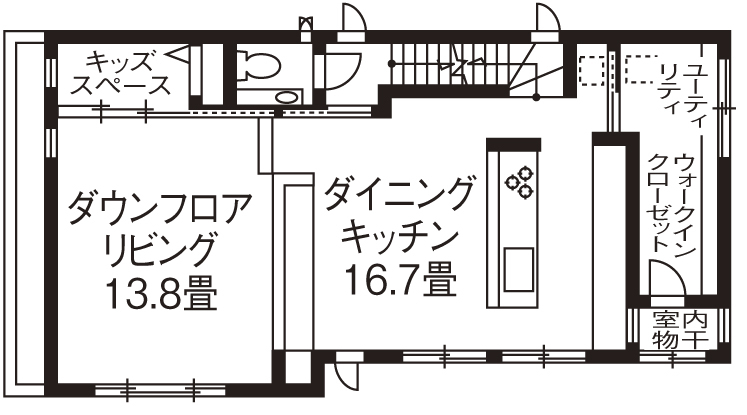 旭化成ホームズ（ヘーベルハウス） こだわりのインテリアと空間設計で子どもと一緒に心地よく暮らす家の間取り図null2階