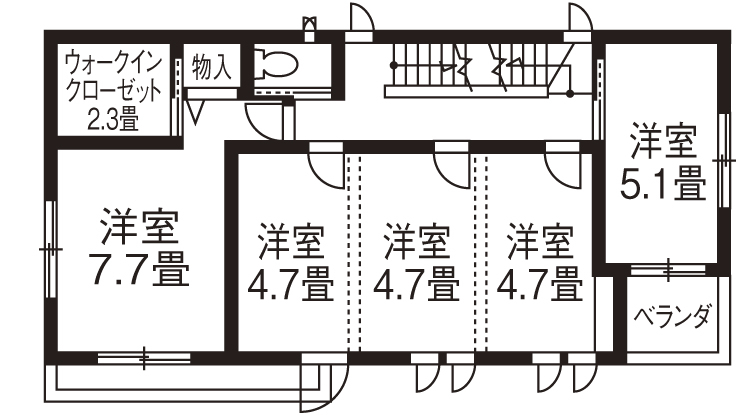 旭化成ホームズ（ヘーベルハウス） こだわりのインテリアと空間設計で子どもと一緒に心地よく暮らす家の間取り図null3階