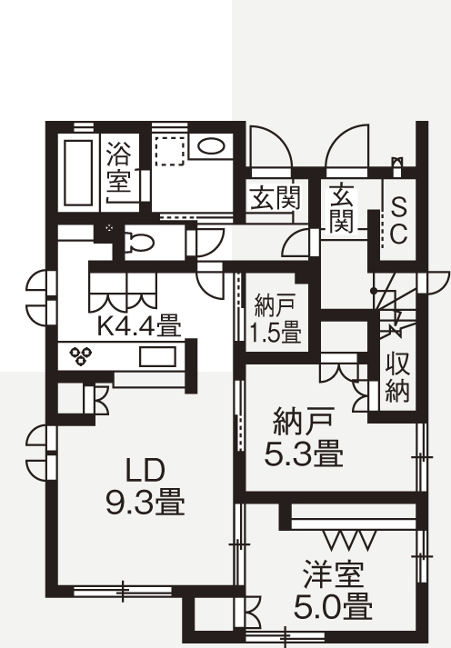 旭化成ホームズ（ヘーベルハウス） 忙しい毎日でも子どもとの時間を大切にできる共働き家族の住まいの間取り図null1階