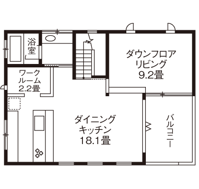 旭化成ホームズ（ヘーベルハウス） 好きなモノに囲まれて楽しく暮らす　見せる収納を活かしたインテリアの間取り図null３階