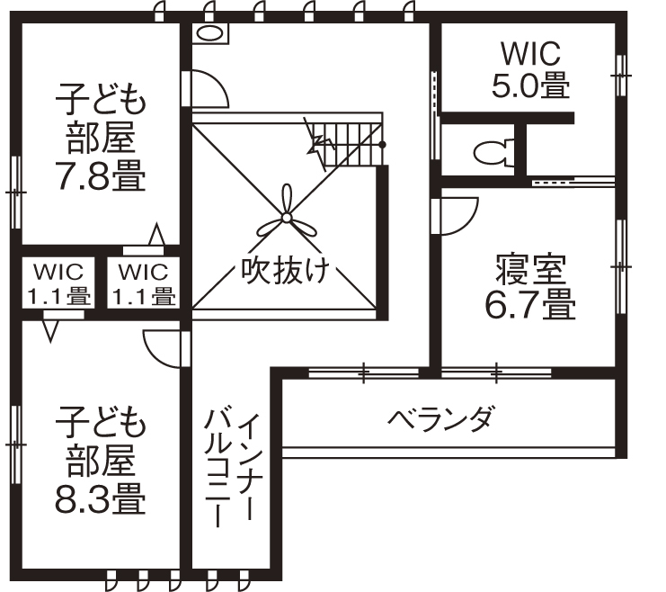 旭化成ホームズ（ヘーベルハウス） 住まいや家具を長く大切に使う　愛着の持てる質感やデザインを重視の間取り図null2階