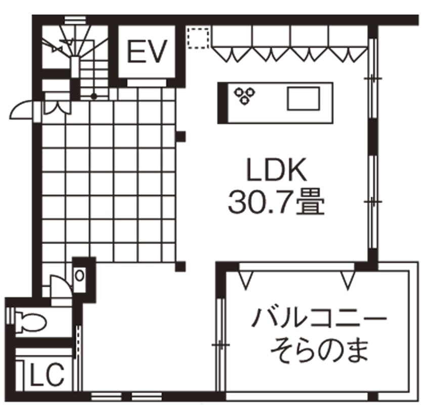 旭化成ホームズ（ヘーベルハウス） ウッディなインテリアに包まれて心地よい光と風を感じる3階ＬＤＫの間取り図（4LDK）3階