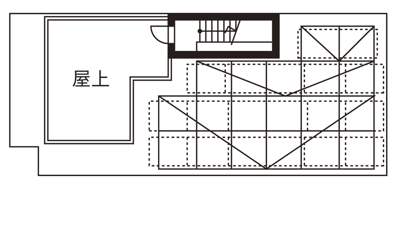 旭化成ホームズ（ヘーベルハウス） 外の視線を気にせず暮らせる設計で全部屋がアウトドアとつながる家の間取り図（2LDK）R階