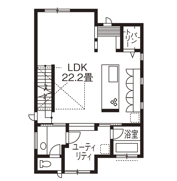 旭化成ホームズ（ヘーベルハウス） 開放的な吹抜けやバルコニーで リゾートの気分を楽しめるわが家にの間取り図（4LDK）２階