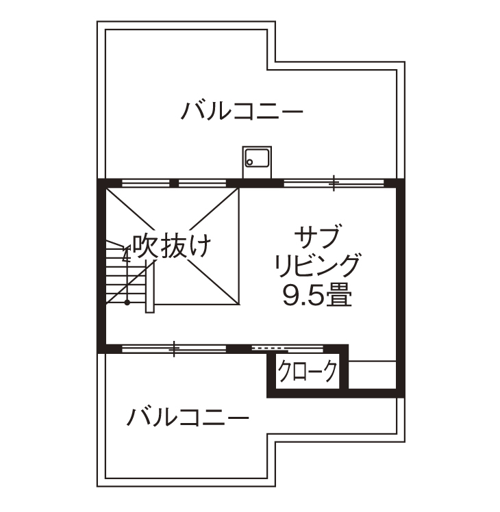 旭化成ホームズ（ヘーベルハウス） 開放的な吹抜けやバルコニーで リゾートの気分を楽しめるわが家にの間取り図（4LDK）３階