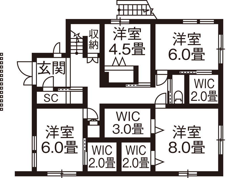 旭化成ホームズ（ヘーベルハウス） ２階にリビングとバルコニーを設け リゾートの雰囲気を楽しむ住まいにの間取り図（4LDK）１階