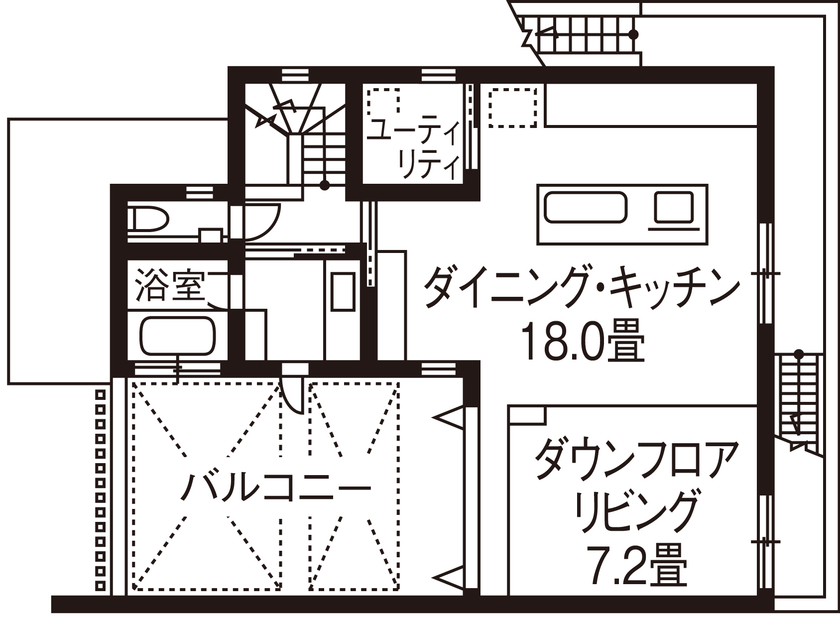 旭化成ホームズ（ヘーベルハウス） ２階にリビングとバルコニーを設け リゾートの雰囲気を楽しむ住まいにの間取り図（4LDK）２階