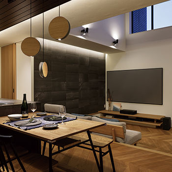 旭化成ホームズ（ヘーベルハウス） 吹抜けとダウンフロアで空間を広げ　空からの光を感じて心地よく過ごすの建築実例画像3