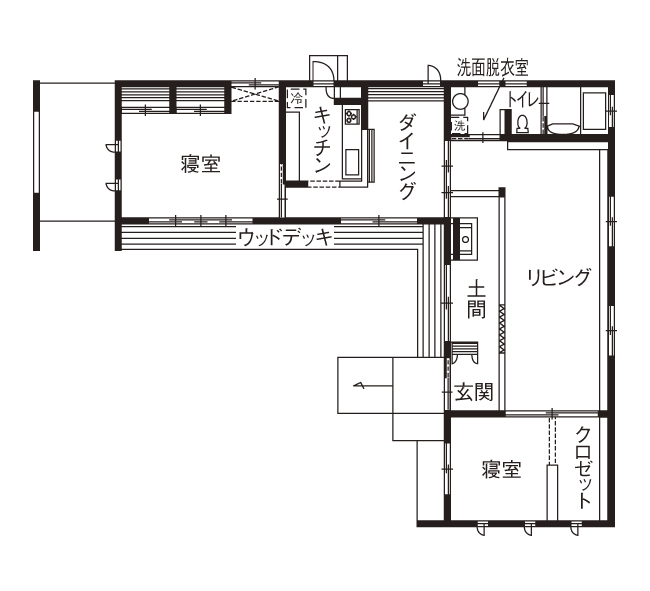 タツホーム　竜建 【平屋/間取り図有/本体価格1912万円/39坪】四季の移ろいを楽しむ。和モダンの「桜とモミジと図書ハウス」の間取り図（2LDK）1階