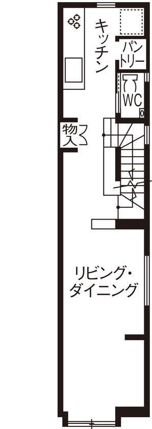 HOUSECODE(ハウスコード） 【大阪市/1000万円台/30坪/狭小/3階建て/間取り】駅前に建てた幅2.7mの家の間取り図（3LDK）2階