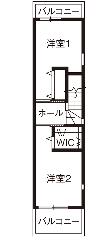HOUSECODE(ハウスコード） 【大阪市/1000万円台/30坪/狭小/3階建て/間取り】駅前に建てた幅2.7mの家の間取り図（3LDK）3階