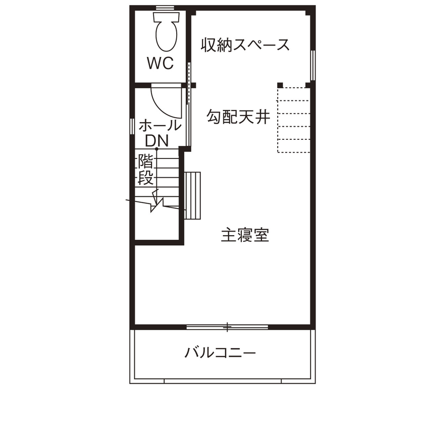 HOUSECODE(ハウスコード） 【大阪市/1000万円台/狭小/３階建て】１０坪の敷地に叶えた遊び心のある家の間取り図（2LDK+収納スペース）3階
