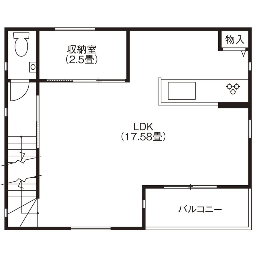 HOUSECODE(ハウスコード） [堺市/敷地約19坪/3階建て】白い塗り壁の家【間取り図あり】の間取り図（3LDK）2階