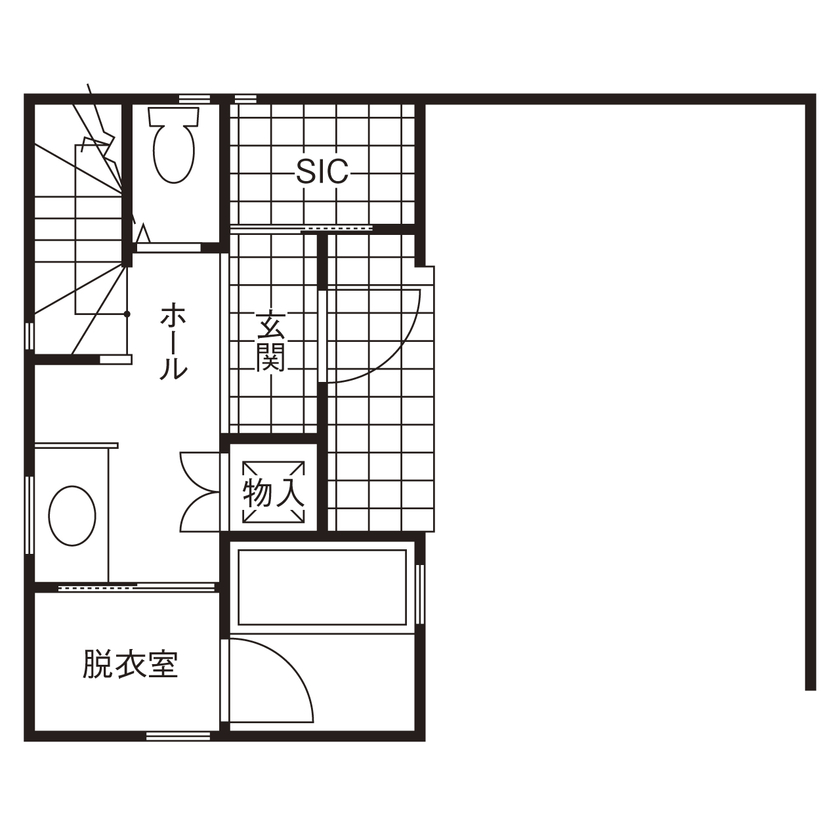 HOUSECODE(ハウスコード） 堺市/敷地約18坪/3階建て/2階リビング/グリーンに囲まれる家【間取り図あり】の間取り図（3LDK）1階