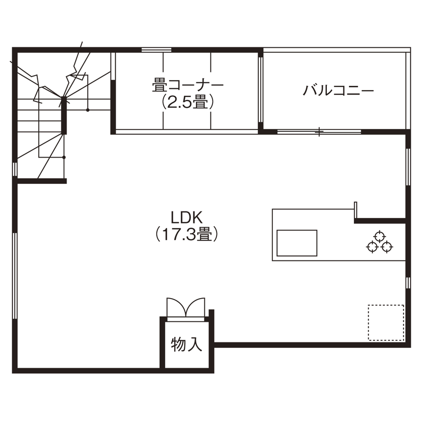 HOUSECODE(ハウスコード） 堺市/敷地約18坪/3階建て/2階リビング/グリーンに囲まれる家【間取り図あり】の間取り図（3LDK）2階
