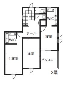 ホビースタイル　角屋工業 イメージを超えた「遊びゴコロ」溢れるプラン提案に感動 収納や開放感あるインナーガレージを実現した家の間取り図（3LDK）２階