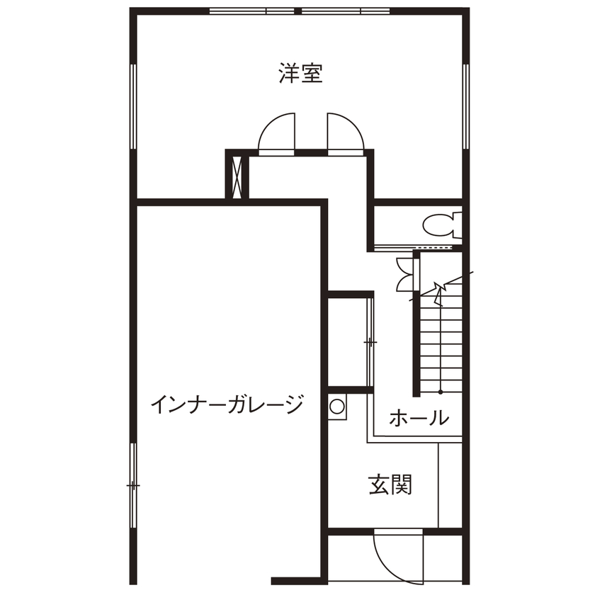 暮るみ（くるみ） 【間取図有/インナーガレージ/2階リビング】「毎日が春のリゾートホテルみたいな家です！」の間取り図（3LDK）１階
