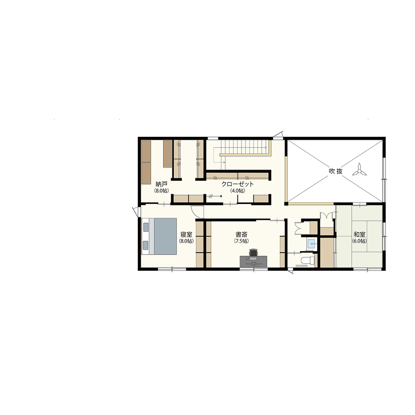 エコワークス 【店舗併用住宅/69.5坪/2階建て/間取り図あり】木の家と薬局がひとつに！お客様を包み込む癒しのZEH住宅の間取り図（店舗+4LDK）2階