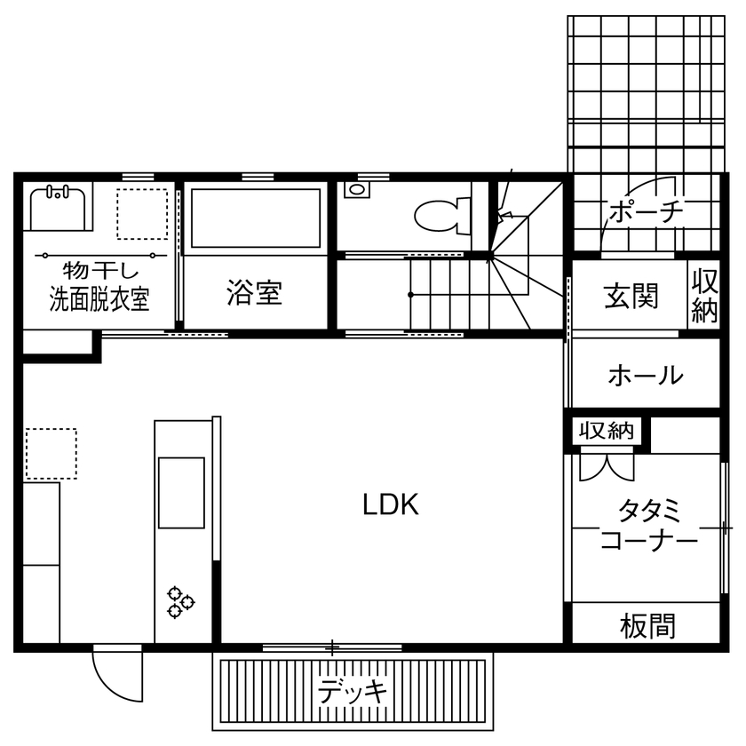 SEINO HOME（セイノーホーム） by 西濃建設 【1000万円台｜間取り】住宅ローン・土地から相談！20代で無理なく叶えた「家事ラク＆子育てハウス」の間取り図（3LDK＋タタミコーナー）1階
