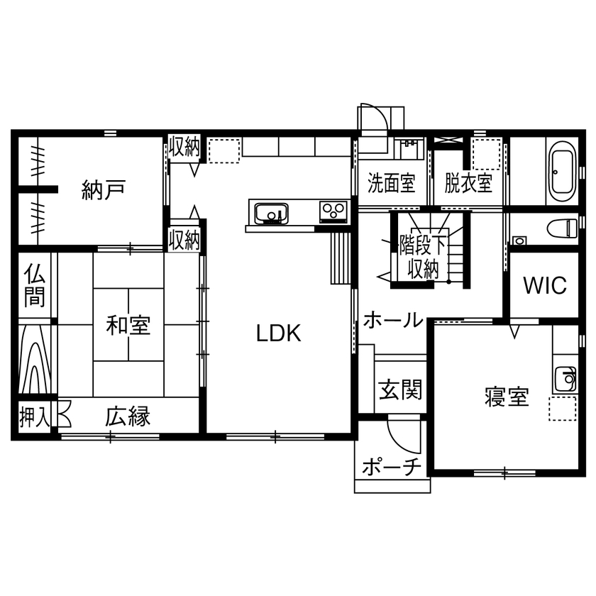 SEINO HOME（セイノーホーム） by 西濃建設 【岐阜/3000万円台/50坪/和モダン/間取り】高断熱×床暖房×太陽光発電で快適・省エネ！高性能な二世帯住宅の間取り図（5LDK＋2WIC）1階