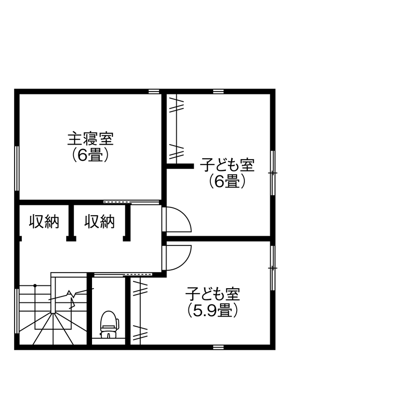 SEINO HOME（セイノーホーム） by 西濃建設 【岐阜/2000万円台/20坪台/間取り】アメリカンな外観がこだわり！コンパクトでも開放的に暮らせる2階建ての間取り図（3LDK＋FCL）2階