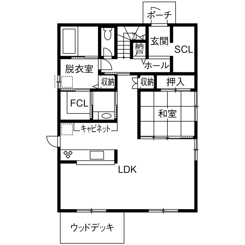 大道建設 【三重県/2000万円台/ZEH/間取図有り】新婚20代夫婦が建てた高性能住宅。1階に和室もある将来安心設計も◎の間取り図（5LDK）1階