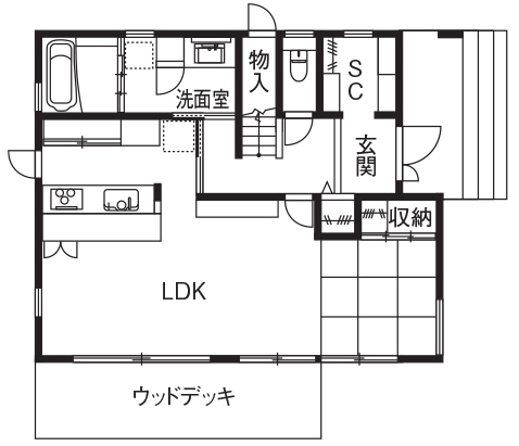 昭栄建設の注文住宅 【川越市/2000万円台/30坪台/間取り有】木を上手に使った、和モダンのおしゃれな家に満足の間取り図（3LDK）1階