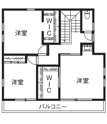 昭栄建設の注文住宅 【川越市/2000万円台/30坪台/間取り有】木を上手に使った、和モダンのおしゃれな家に満足の間取り図（3LDK）2階