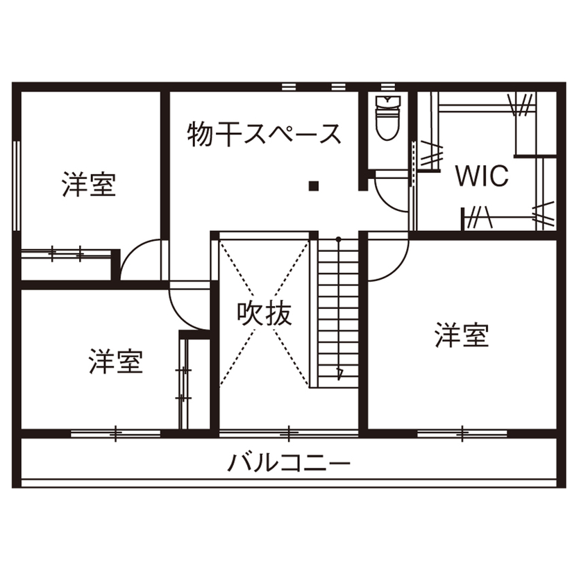 昭栄建設の注文住宅 【埼玉県/30坪台/ボルダリング/間取り図】家時間を楽しむアイデア満載な空間に自然と顔があい会話が弾む家の間取り図（3LDK）2階