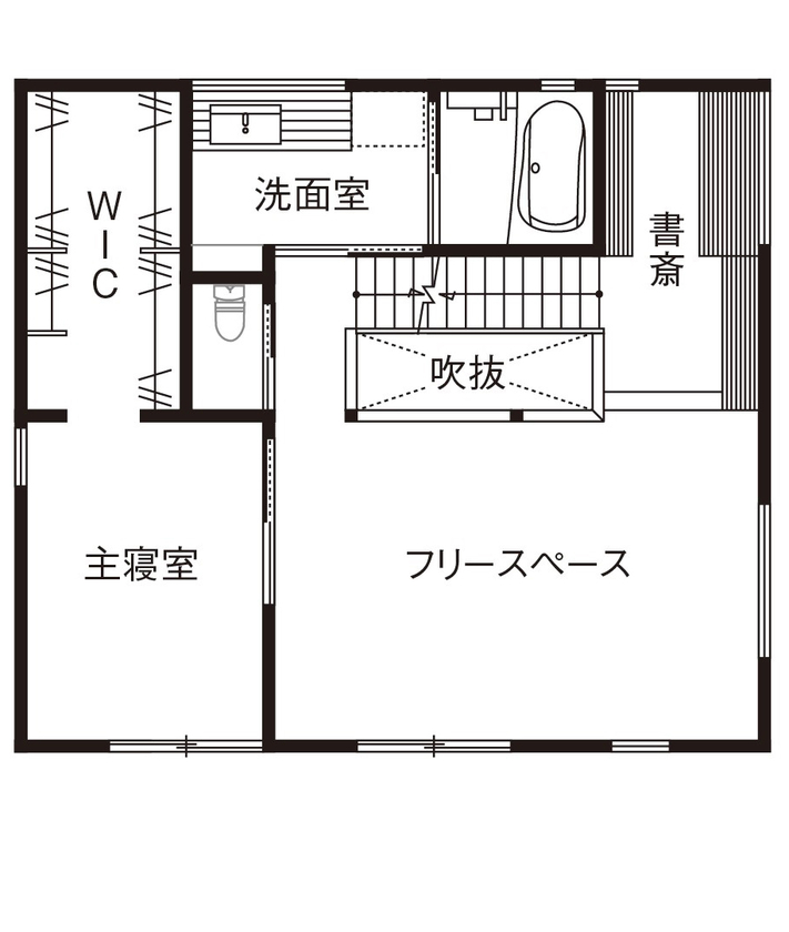 昭栄建設の注文住宅 【蓮田市/2000万円台/30坪台/間取り有】緑を採り込んだパッシブハウス。木を使い丁寧に造作した住空間の間取り図（2LDK）2階