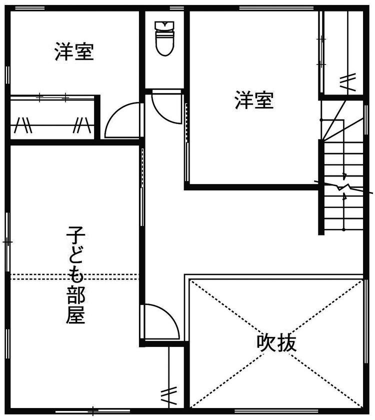 昭栄建設の注文住宅 【さいたま市/2000万円台/30坪台】パッシブ設計の木を使った造作の住空間が、穏やかな時間を紡ぐの間取り図（3LDK）2階