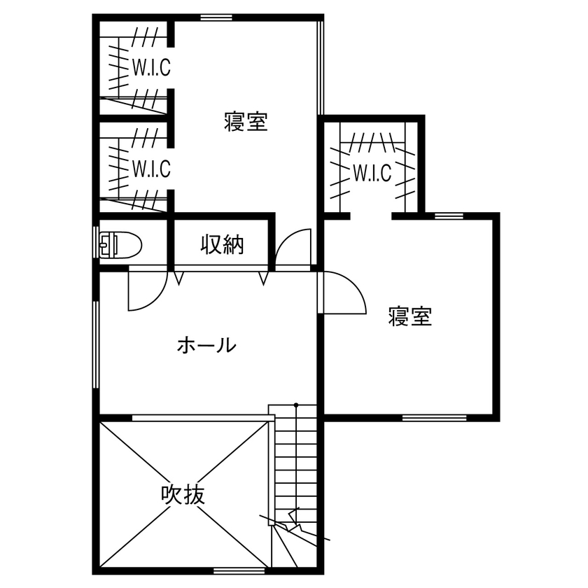 【相模原・八王子・日野】ハタノ木材 【2000万円台／吹抜／家事動線／収納充実／間取図有】ウッドデッキ&ホームシアターで家族を楽しむ!の間取り図（2LDK）2階