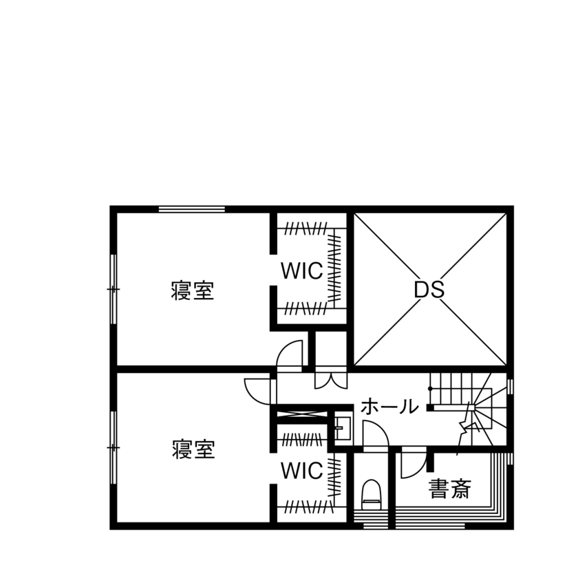 【相模原・八王子・日野】ハタノ木材 【3000万円台／収納充実／生活動線／間取図】お父様を介護するために間取り、動線を大切にした住まいの間取り図（4LDK）2階