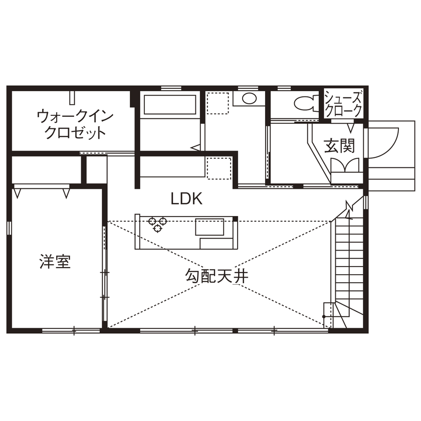 参建 【高性能×平屋風｜間取り有】真冬でも家の中はポカポカ。自然の中の心地よさを叶えた天然木の高性能住宅の間取り図（3LDK）１階