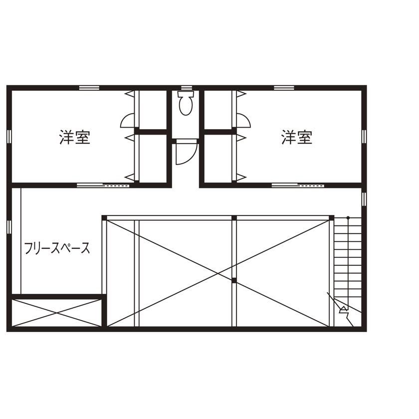 参建 【高性能×平屋風｜間取り有】真冬でも家の中はポカポカ。自然の中の心地よさを叶えた天然木の高性能住宅の間取り図（3LDK）２階