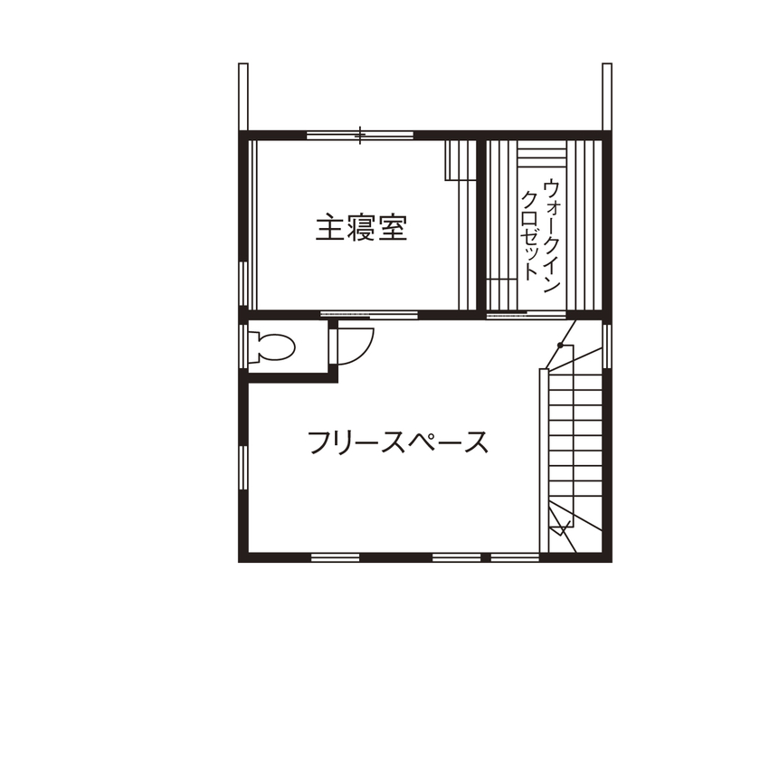 参建 【高性能×自然素材×コンパクト｜間取り有】26坪がちょうどいい。「6畳用エアコン１台で十分快適です」の間取り図（１LDK）２階