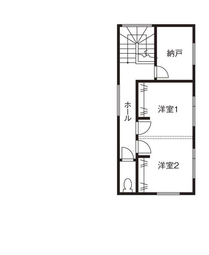 藍の家 【2300万円台/34.4坪/間取図あり】1階で生活が完結できる回遊動線が特徴のナチュラルモダンな暮らしの間取り図（4LDK）2階