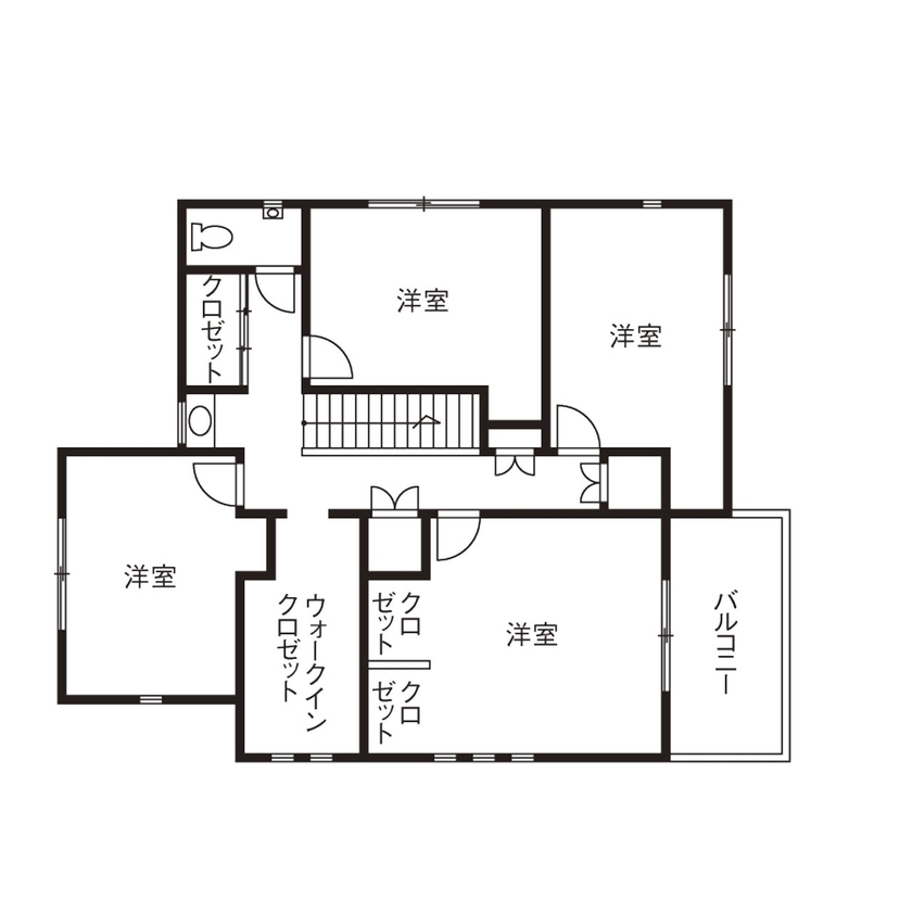 田原建設 【2175万円】５人家族がいい距離感で暮らす伸びやかな家。アウトドアリビング感覚のテラスも快適の間取り図（5LDK）２階
