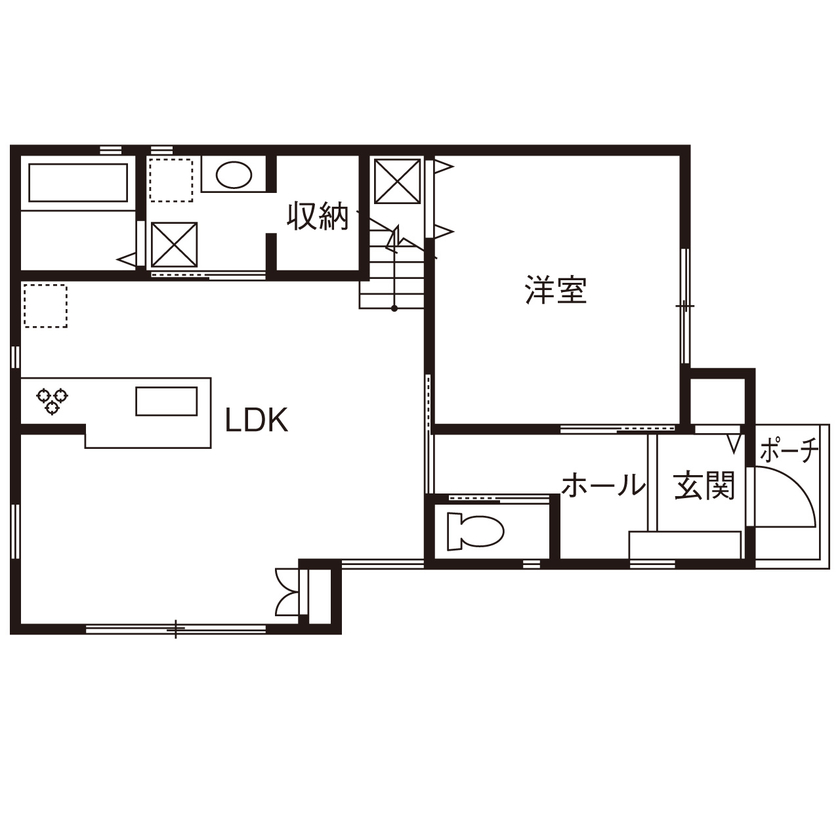 田原建設 【2000万円台/大阪/長期優良住宅】間取りや照明計画がお気に入り。広々LDK＆音楽ルームが魅力の開放的な家の間取り図（4LDK）1階